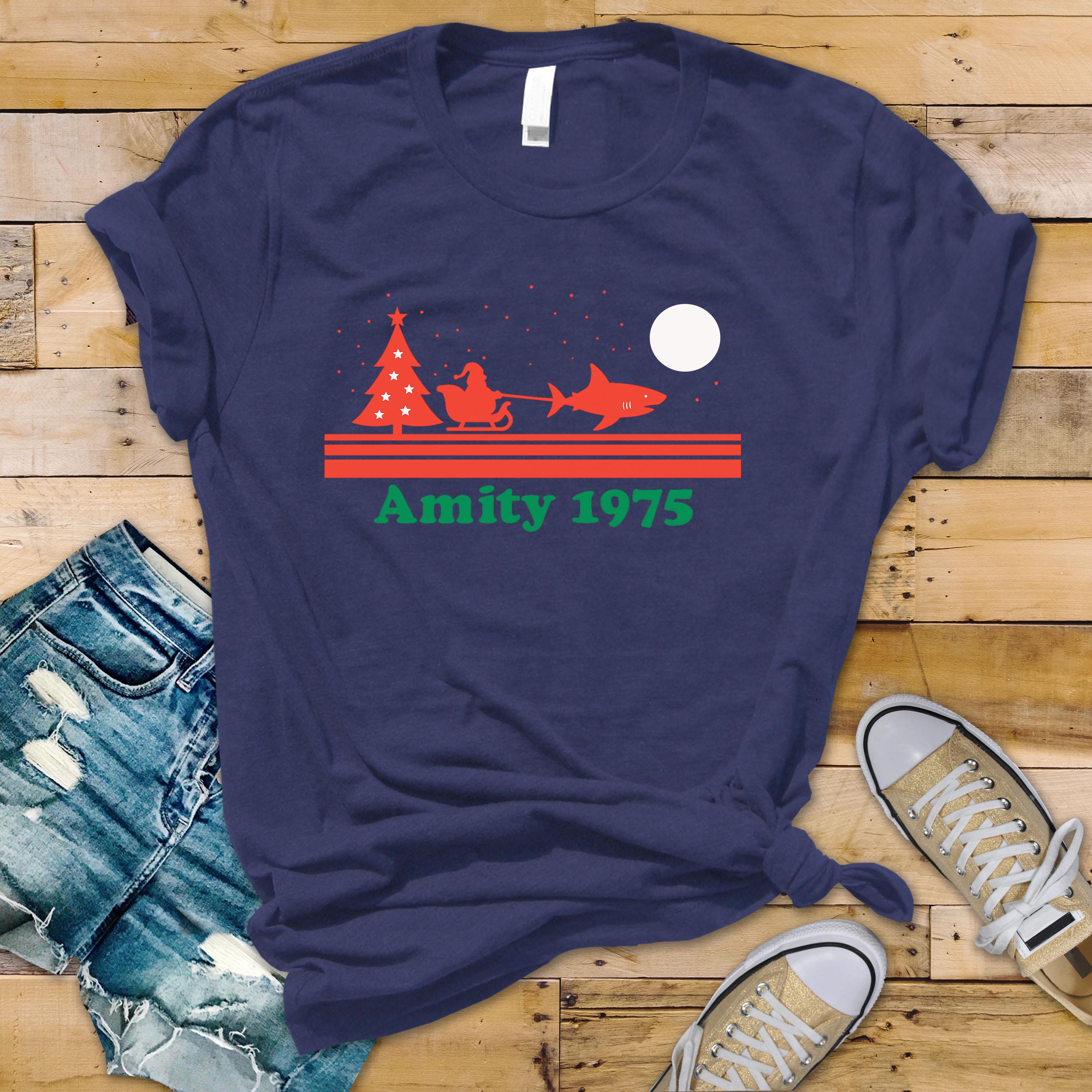 Amity 1975 Movie Christmas Shirt - Funny Jaws Graphic, Unisex Softstyle
