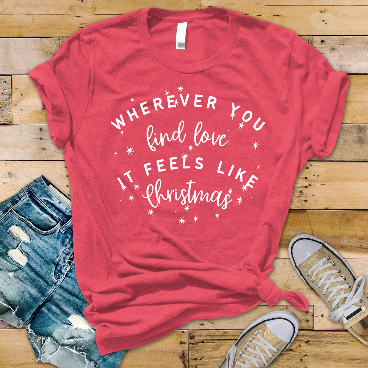 Christmas Shirt - Where You Find Love There is Xmas Design, Unisex Softstyle