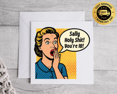 Personalised 18th Birthday Card: "Shit You're 18" - Fast UK Post