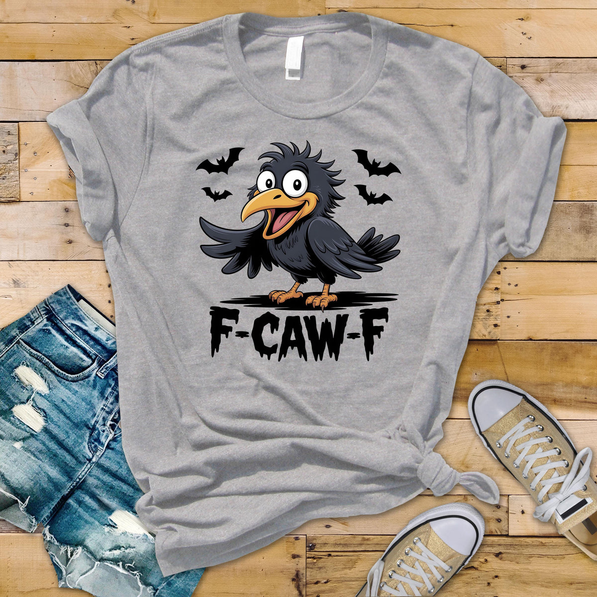 F-Caw-F Crazy Black Crow Design - Unisex Graphic Tee: Tracked UK Shipping
