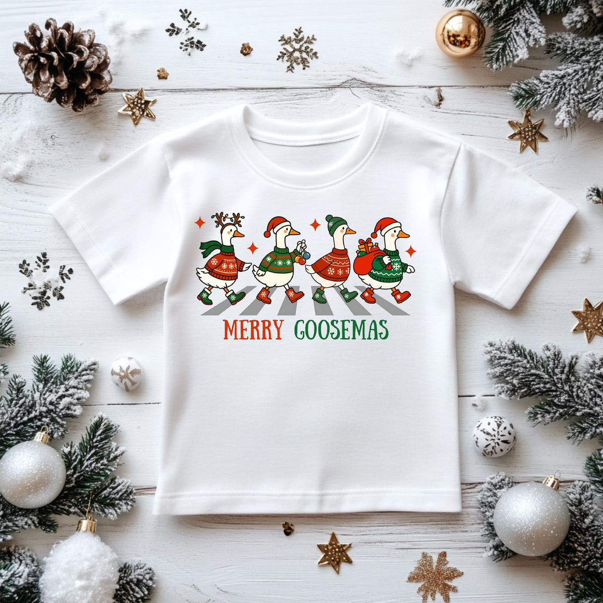 Kids Christmas Shirt: Merry Goosemas Crossing - Gildan Heavyweight Cotton