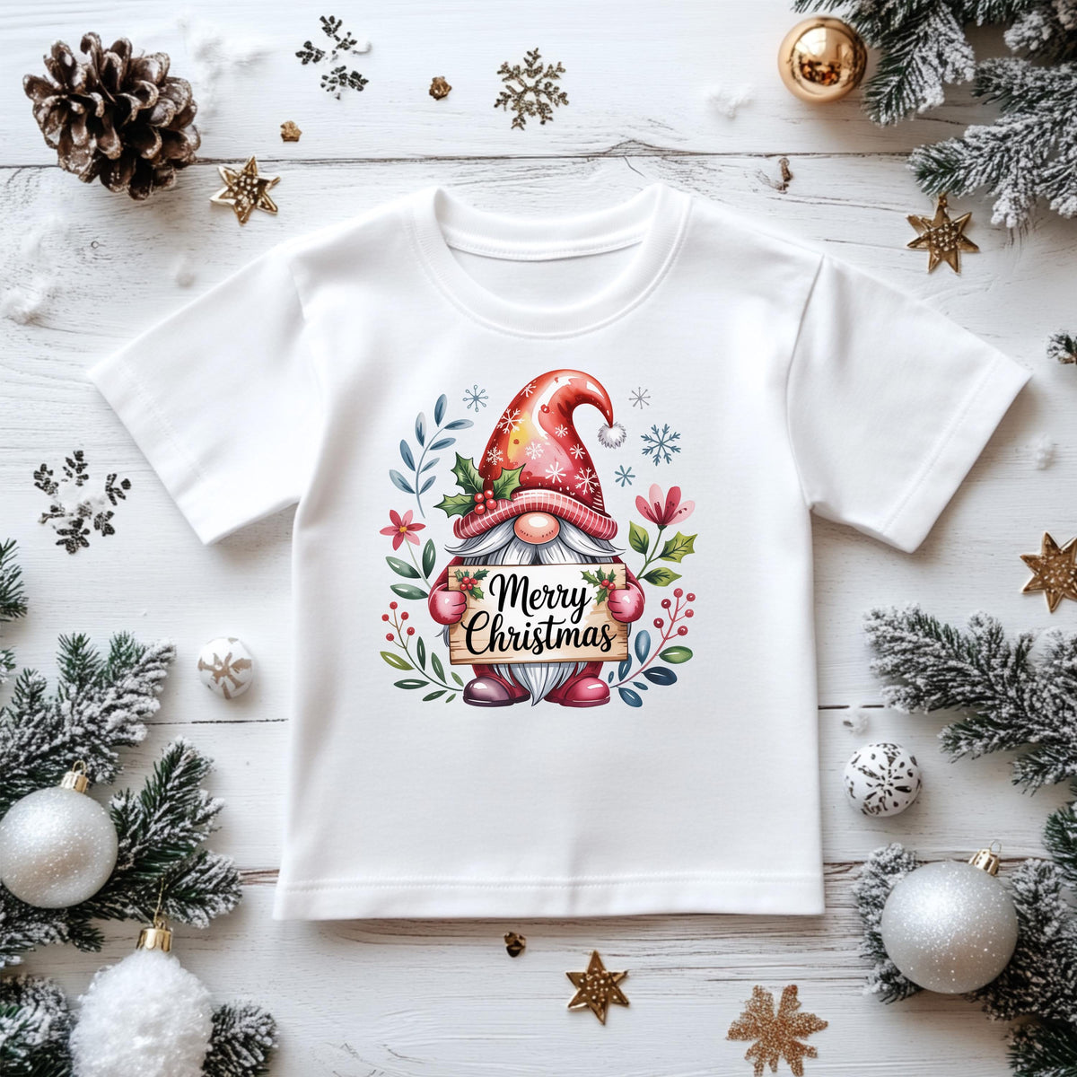 Kids Christmas Shirt: Merry Xmas Gnome - Gildan Heavyweight Cotton