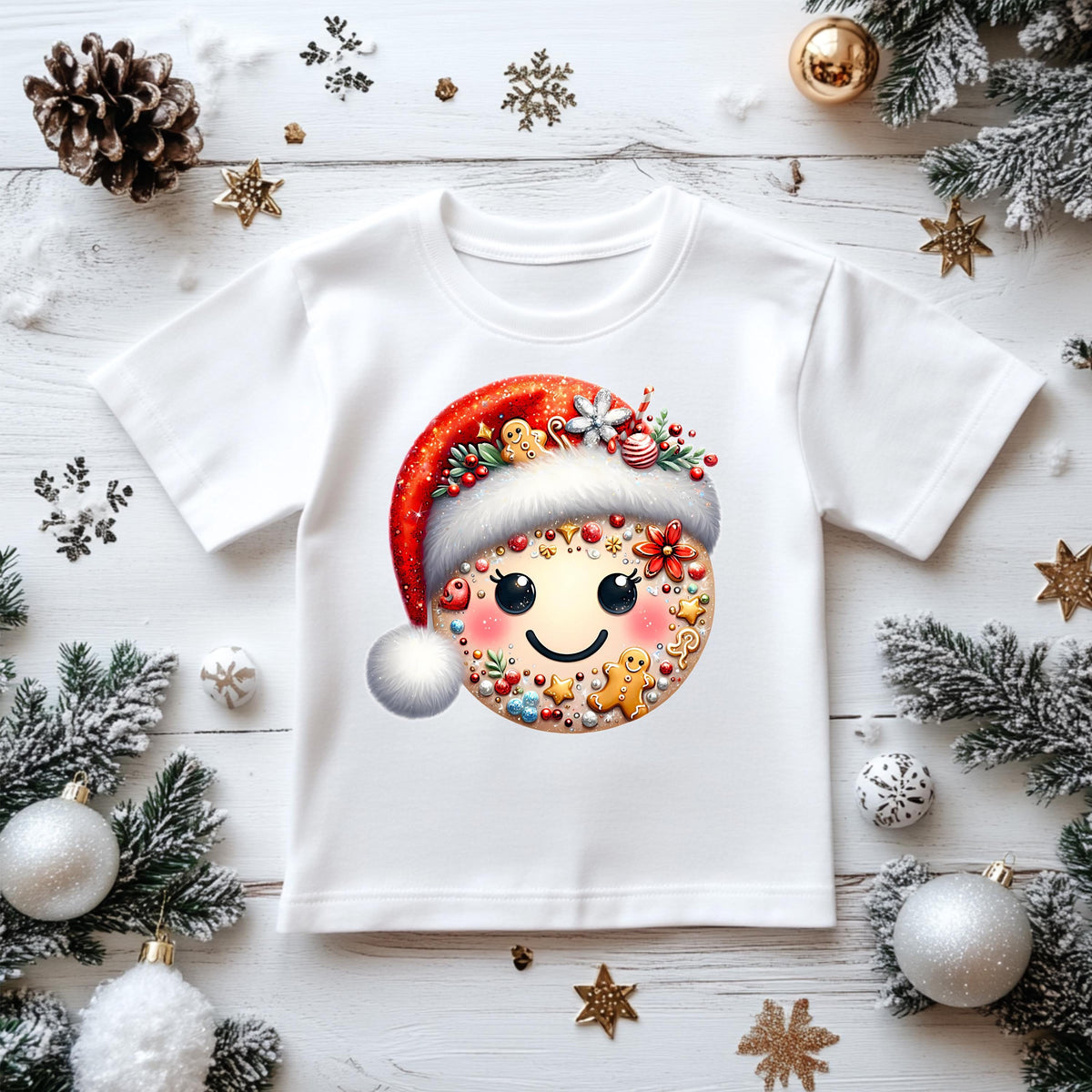 Kids Christmas Shirt: Xmas Face - Gildan Heavyweight Cotton