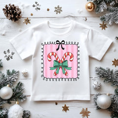 Kids Christmas Shirt: Xmas Candy Cane Stamp - Gildan Heavyweight Cotton