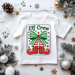 Kids Christmas Shirt: Xmas Elf Crew Bow - Gildan Heavyweight Cotton