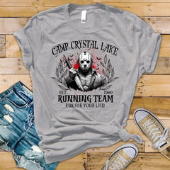 Camp Crystal Lake Running Team T-Shirt: 80s Horror Movie Parody
