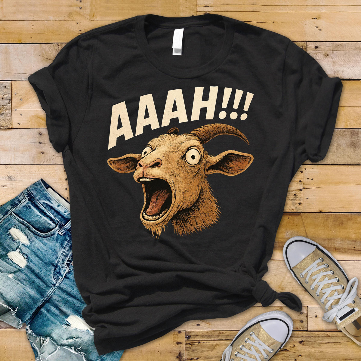 Funny Shirt - Screaming Goat Design ! Tracked UK Shipping