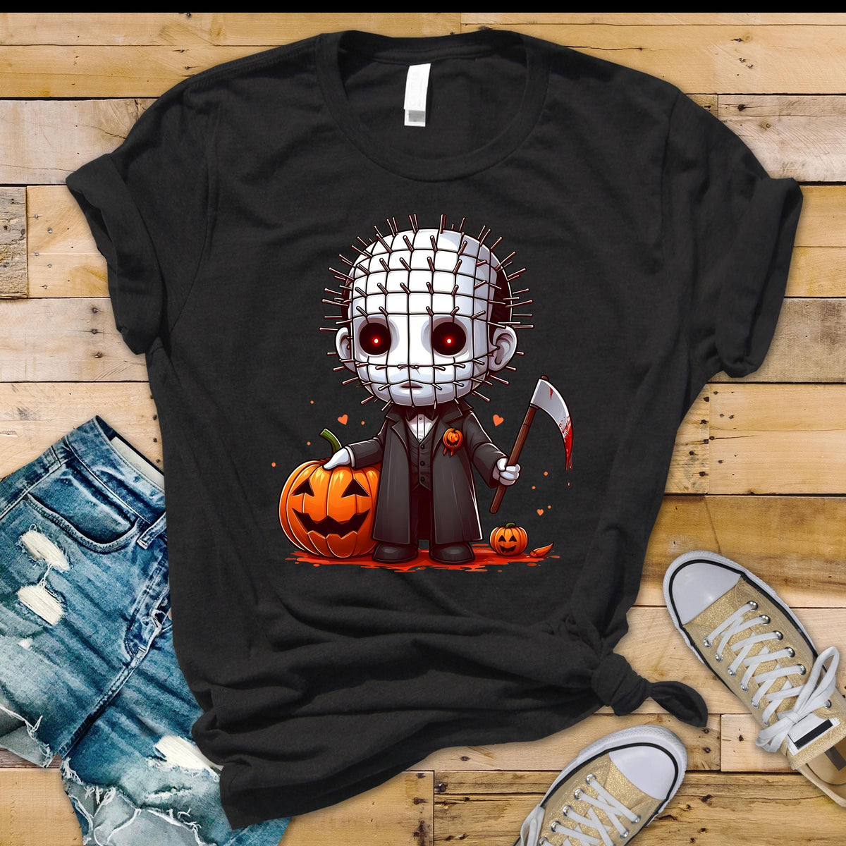 Horror T-Shirt: Chibli Hell Pinhead Softstyle Tee - Tracked UK Shipping