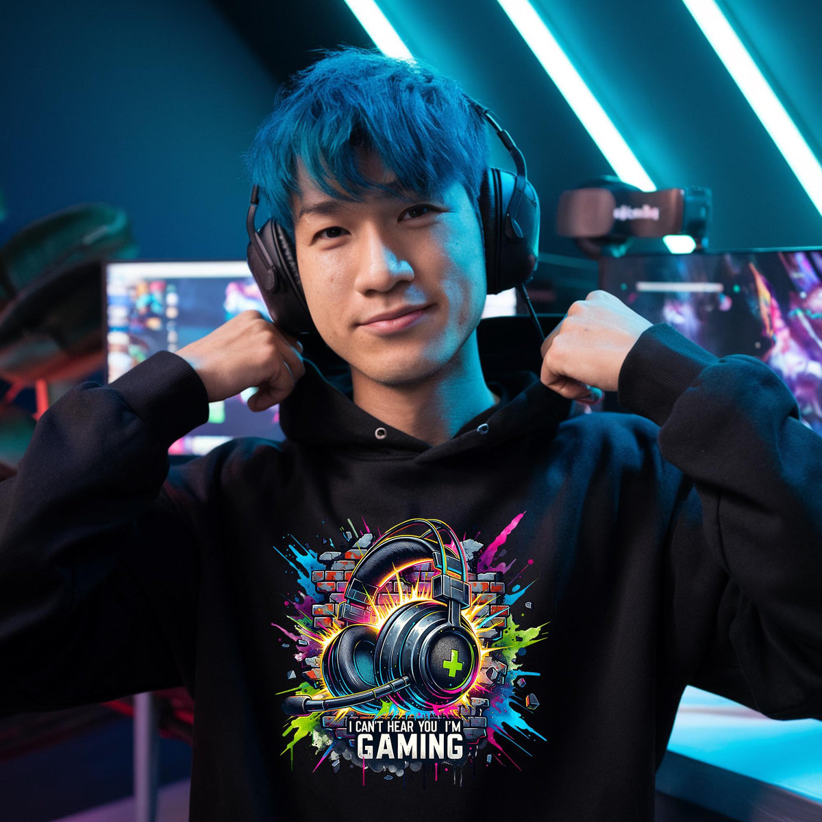 Personalised Gamer Hoodie - Headphones Design - Adult & Child Sizes - Christmas Gift - Add Gamer Tag Option