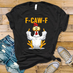 F-Caw-F T-Shirt - Funny Fingers Chicken Unisex Graphic Tee: Tracked UK Shipping
