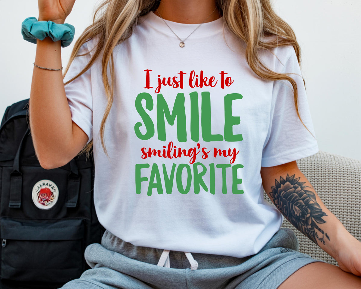 Funny Christmas Shirt - I Just Like To Smile Design