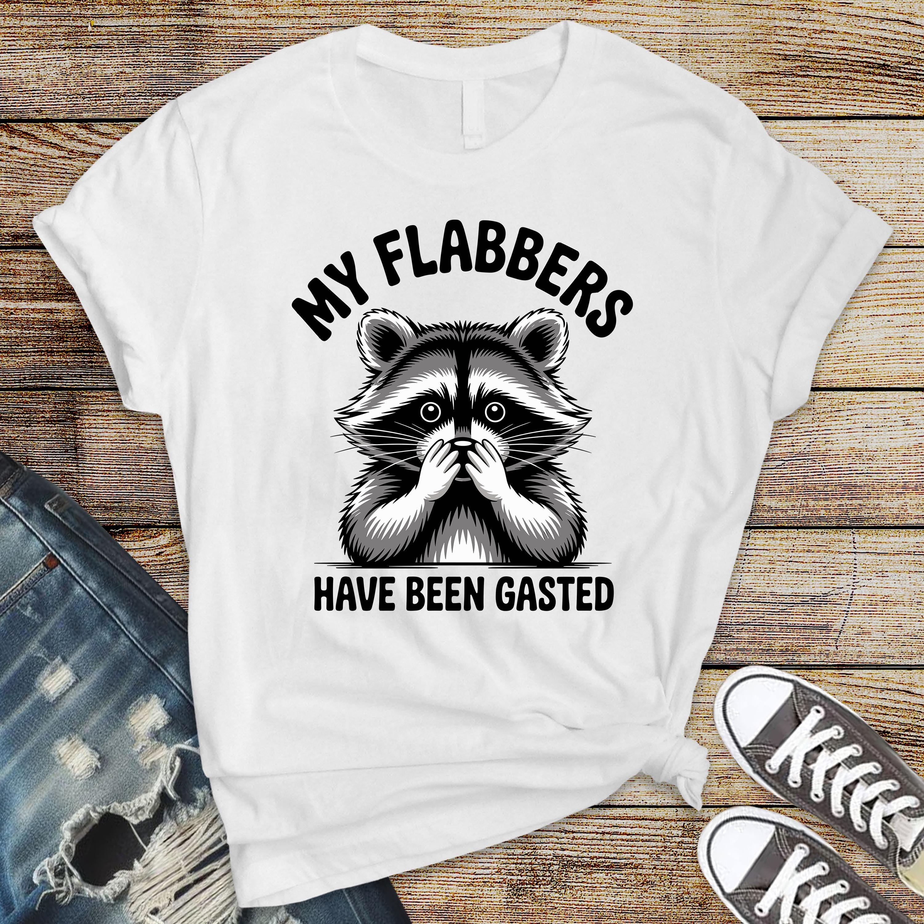 My Flabbers have been Gasted Design ! Raccoon Funny Shirt: Tracked UK Shipping
