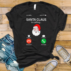 Funny Christmas Shirt - Santa Claus is Calling Design ! Tracked UK Shipping