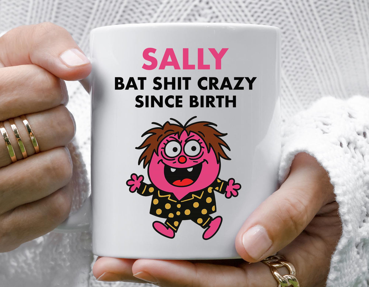 Personalized Birthday Mug – Bat Shit Crazy, Custom Name Gift