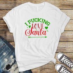 Funny Christmas Shirt: I F*cking Love Santa Design - Softstyle Tee - Fast UK Tracked Postage