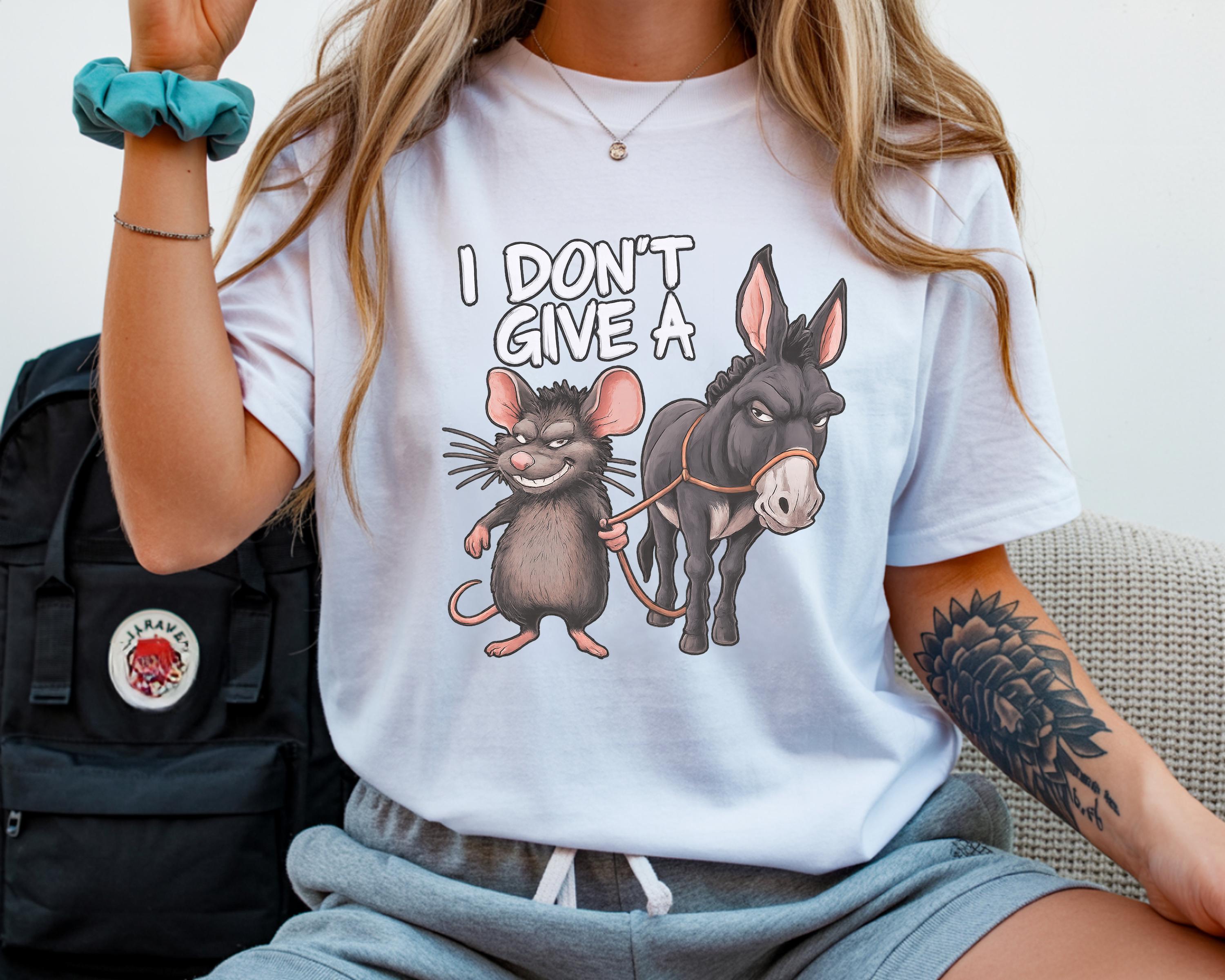 I Don't Give a Rats Ass Mouse & Donkey Funny T-Shirt