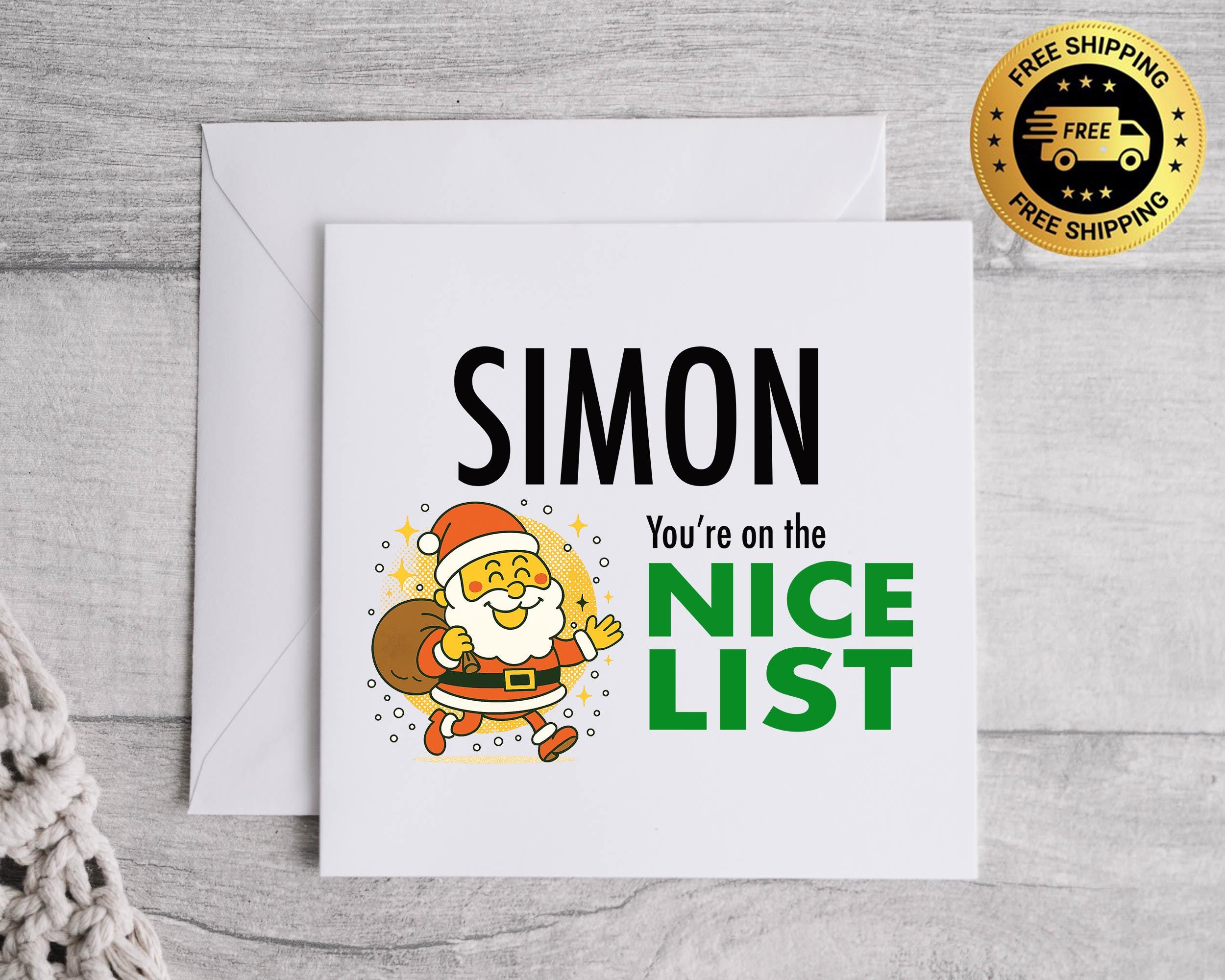 Funny Christmas Card - Naughty List  Nice List Personalised Design  - Fast UK Post