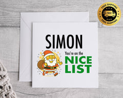 Funny Christmas Card - Naughty List or Nice List Personalised Design  - Fast UK Post