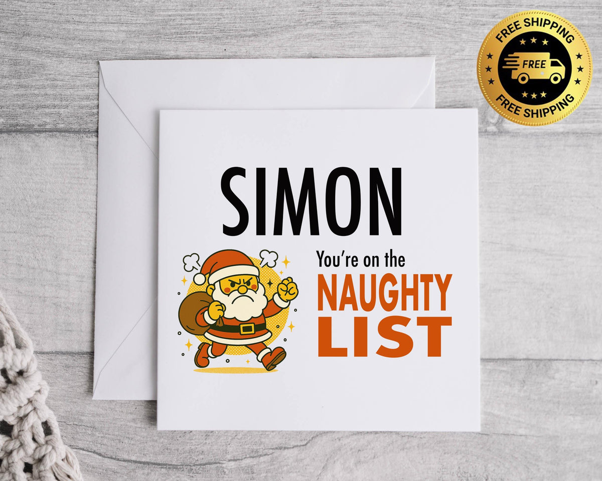 Funny Christmas Card - Naughty List  Nice List Personalised Design  - Fast UK Post
