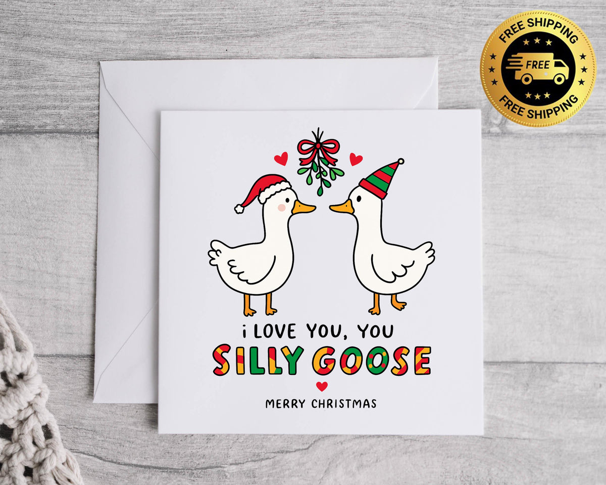 Funny Christmas Card - Silly Goose Design  - Fast UK Post