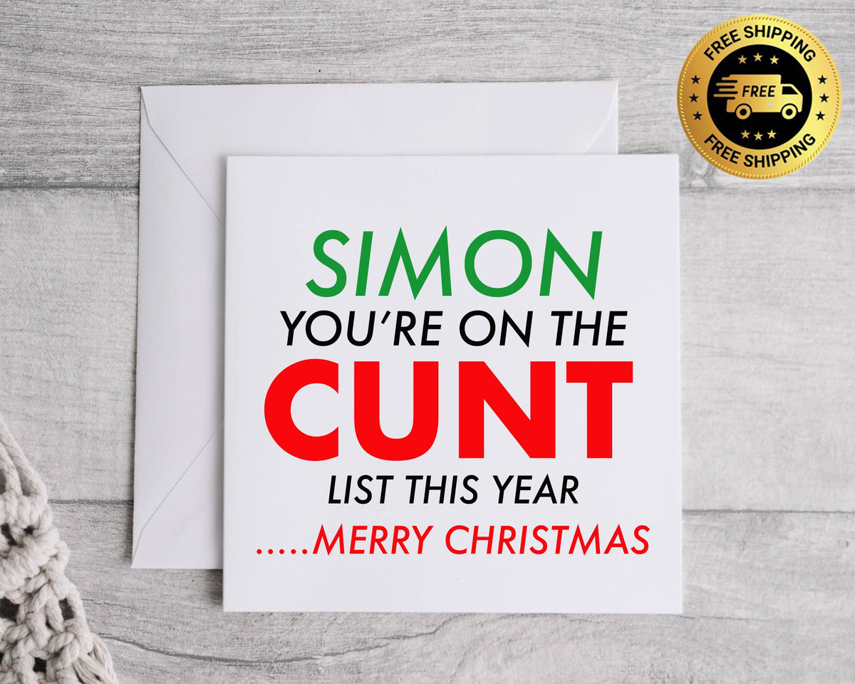 Funny Christmas Card - Santa C- List Design  - Fast UK Post