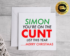 Funny Christmas Card - Santa C- List Design  - Fast UK Post