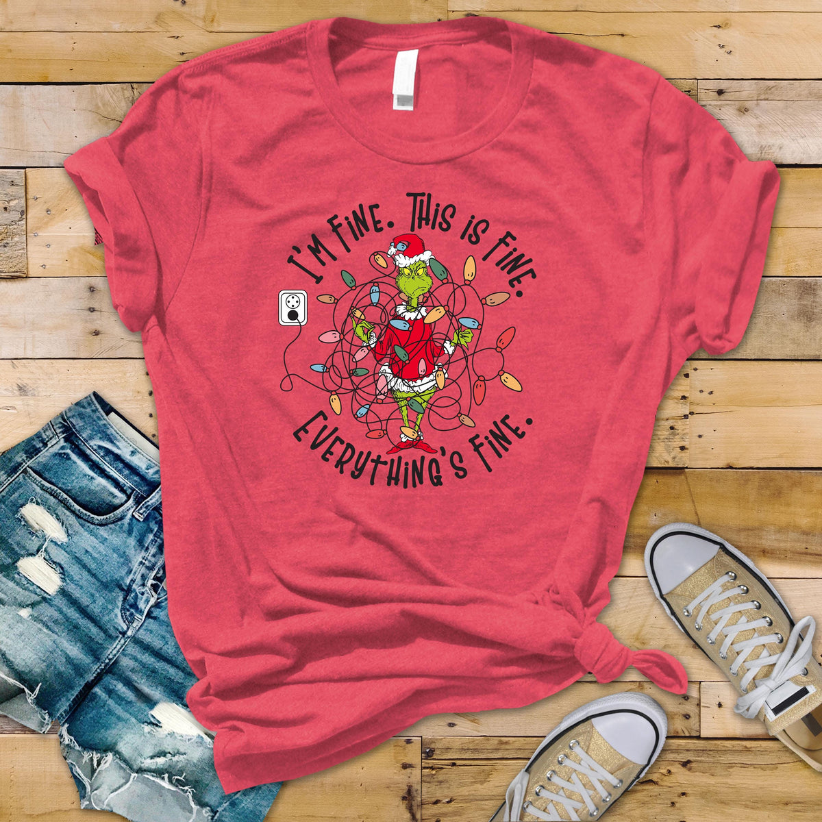 Funny Christmas T-Shirt: I'm Fine, This is Fine - Softstyle Tee