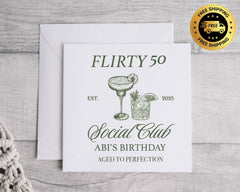 Personalised 50th Birthday Card For Her: Flirty 50 Social Club Design