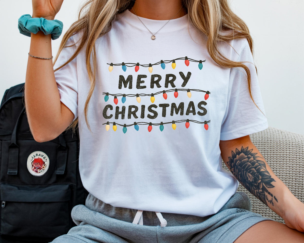 Merry Christmas Lights T-Shirt:  Cult TV Parody, Fast UK Tracked Post