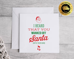 Funny Rude Christmas Card -  Santa Bum Design - Adult Humour