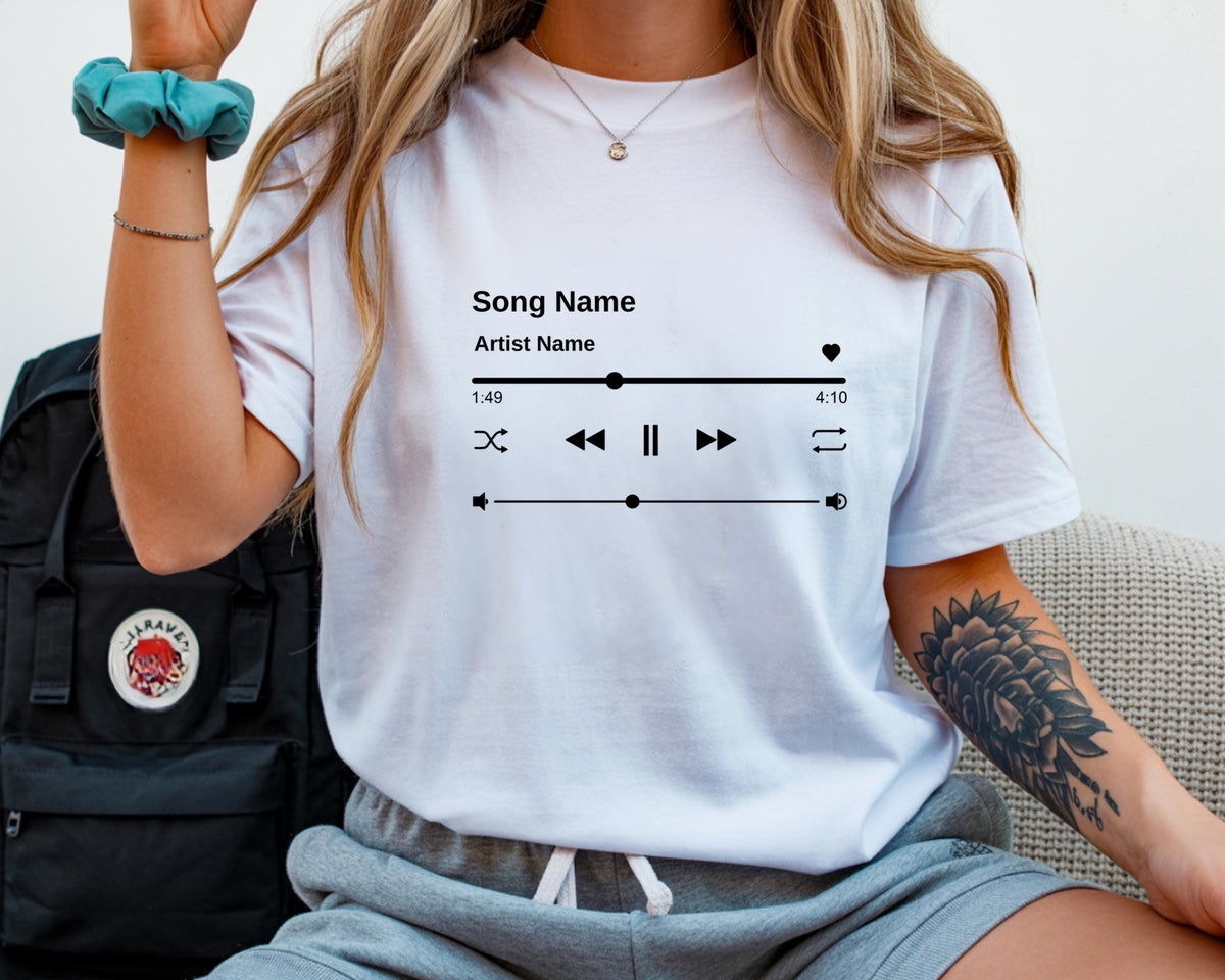 Custom Song Name T-Shirt - Personalised Music Tee - Tracked UK Shipping