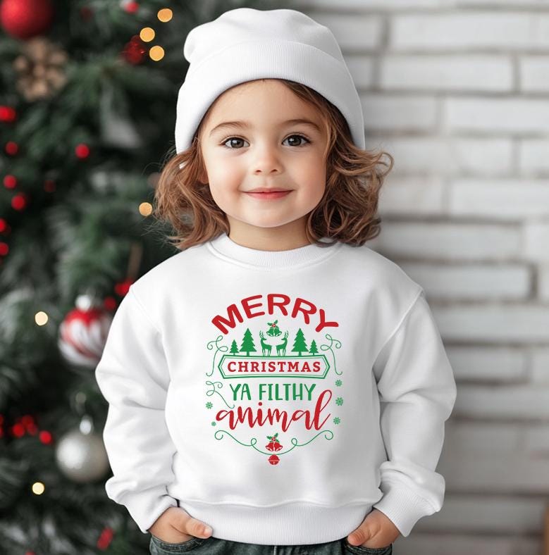 Kids Christmas Jumper - Merry Christmas You Filthy Animal Sweatshirt