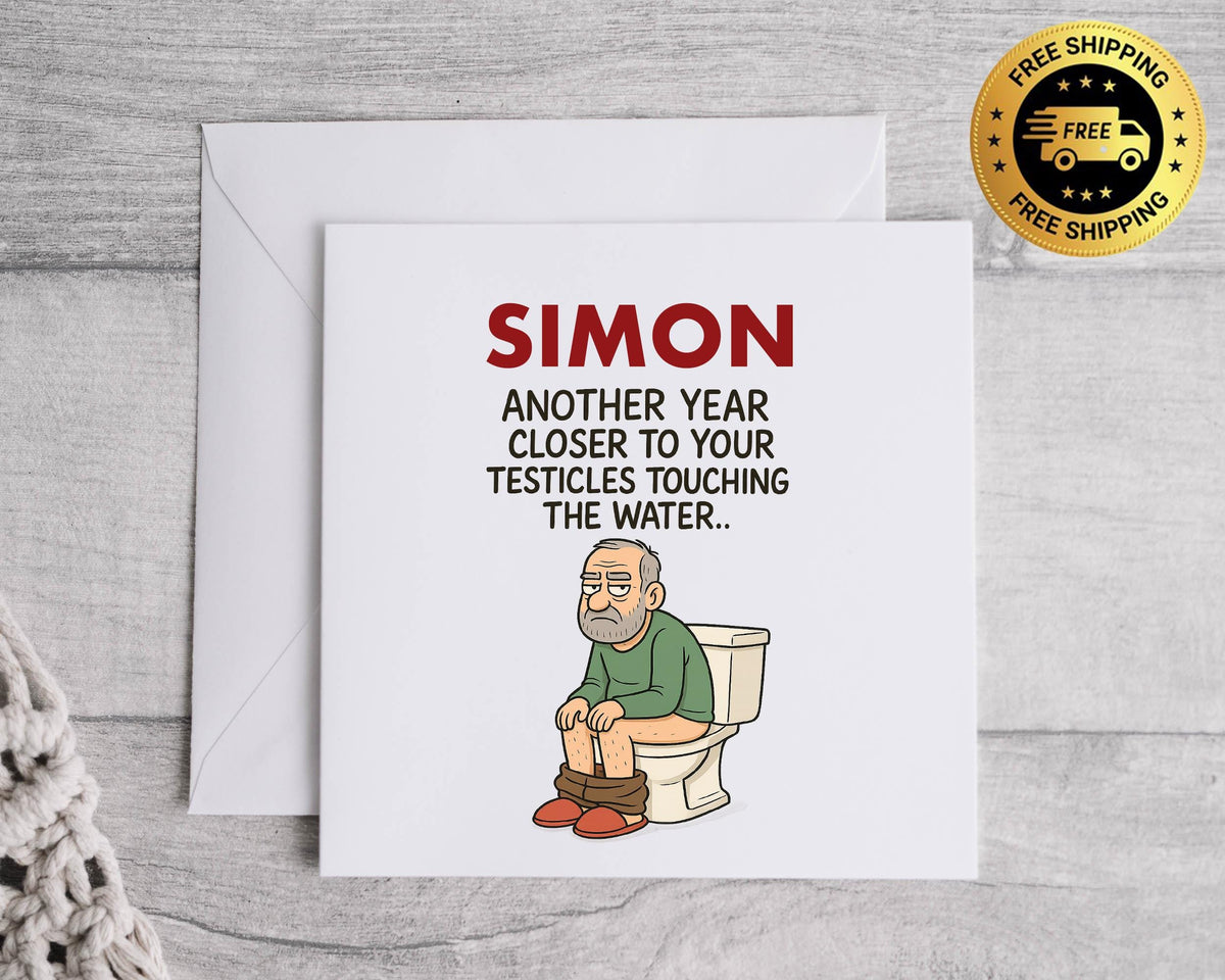 Funny Birthday Card: Old Man Toilet Design - Fast UK Postage
