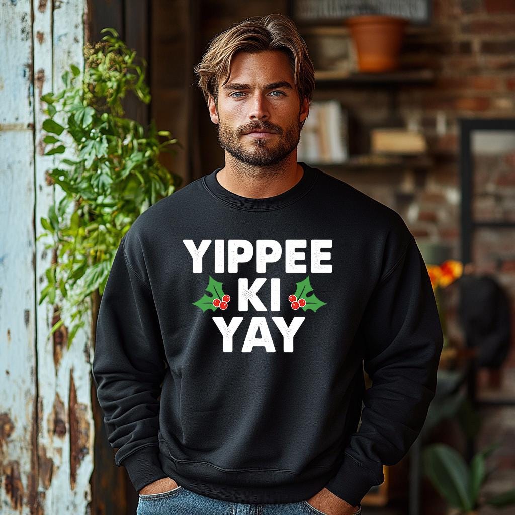 Christmas Jumper - Yippiee Ki Yay Design - Adult & Kids Xmas Sweater