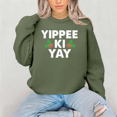 Christmas Sweatshirt - Yippiee Ki Yay Design - Adult & Kids Xmas Jumper