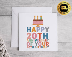 Personalised 40th Birthday Card: Funny 20th Anniversary Design