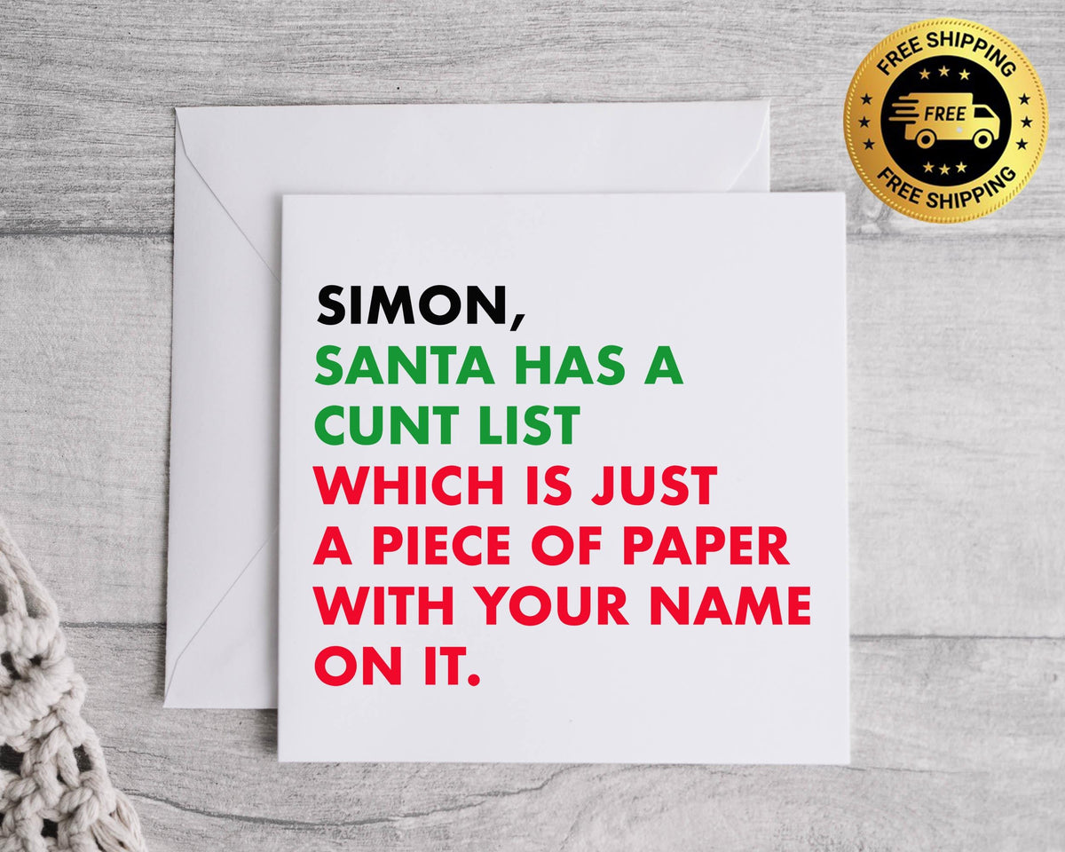 Funny Christmas Card - Santa has a List Design  - Fast UK Post