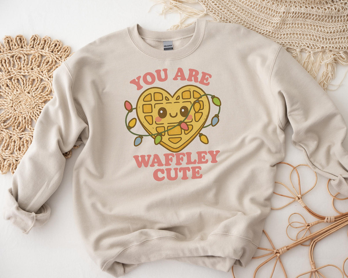 Waffley Cute Sweatshirt: Cult TV Show Design - Worldwide Shipping