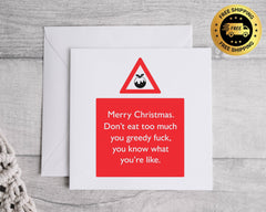 Funny Christmas Card - Xmas Greedy F*ck Design  - Fast UK Post
