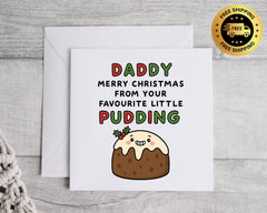 Funny Daddy Christmas Card - Little Pudding Design  - Personalised Card  Fast UK Post!