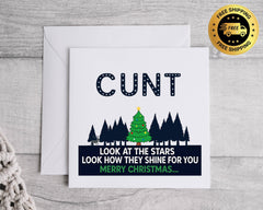 Rude Christmas Card - C*nt Stars Design  - Personalised Card  Fast UK Post!