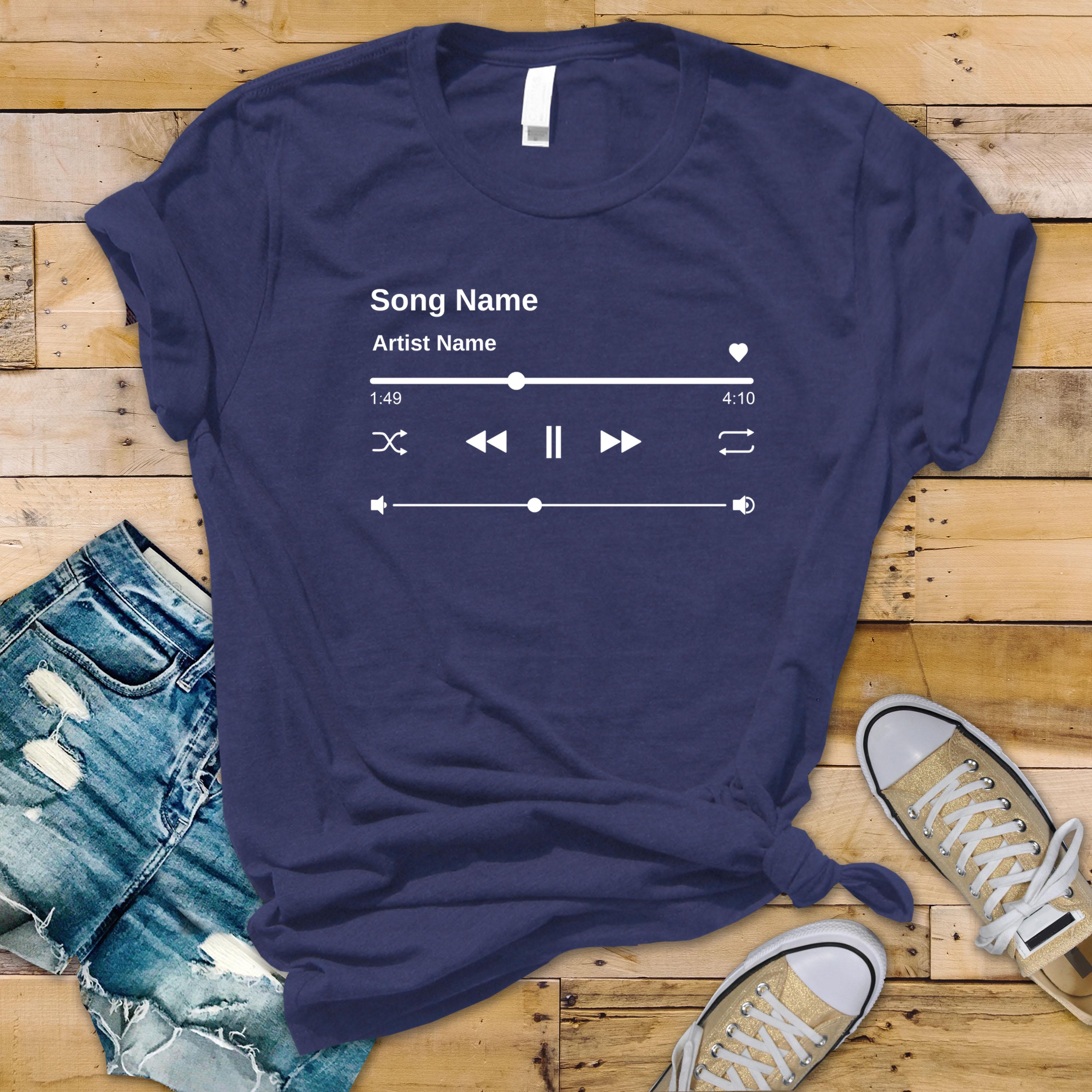 Custom Song Name T-Shirt - Personalised Music Tee - Tracked UK Shipping