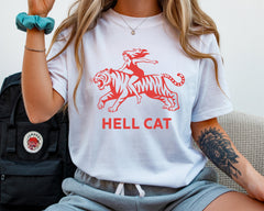 Hell Cat T-Shirt - Retro Design Tee - Unisex Sizes for men & Women