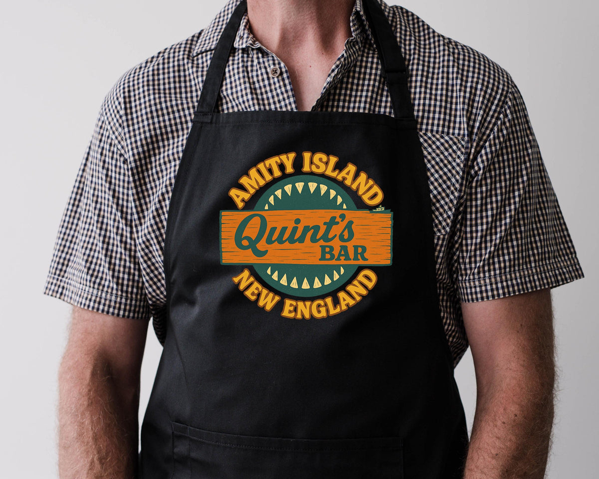 Movie Apron - Amity Island Quints Bar Design on Choice of Colours