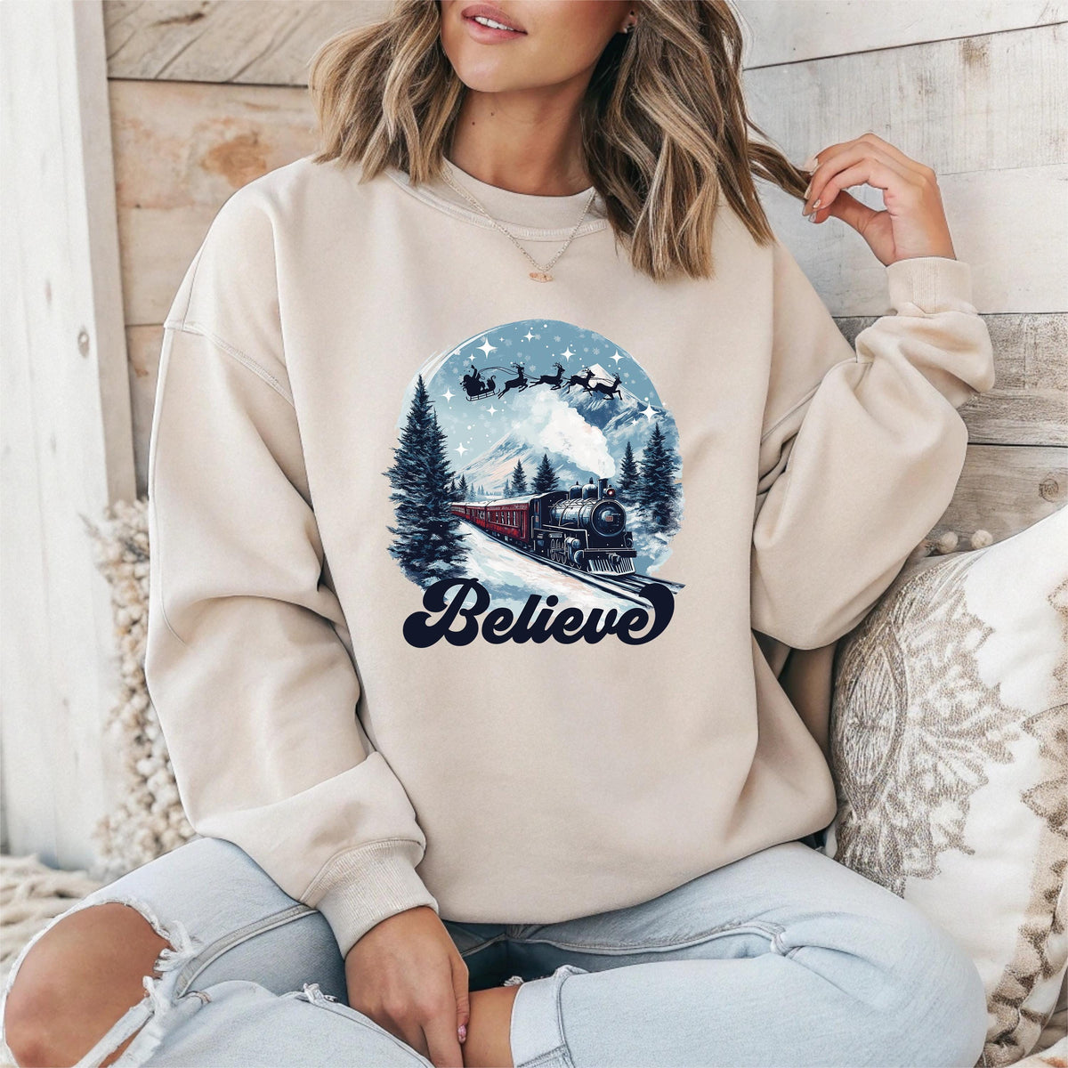 Christmas Sweatshirt, Believe Design - Xmas Jumper Day