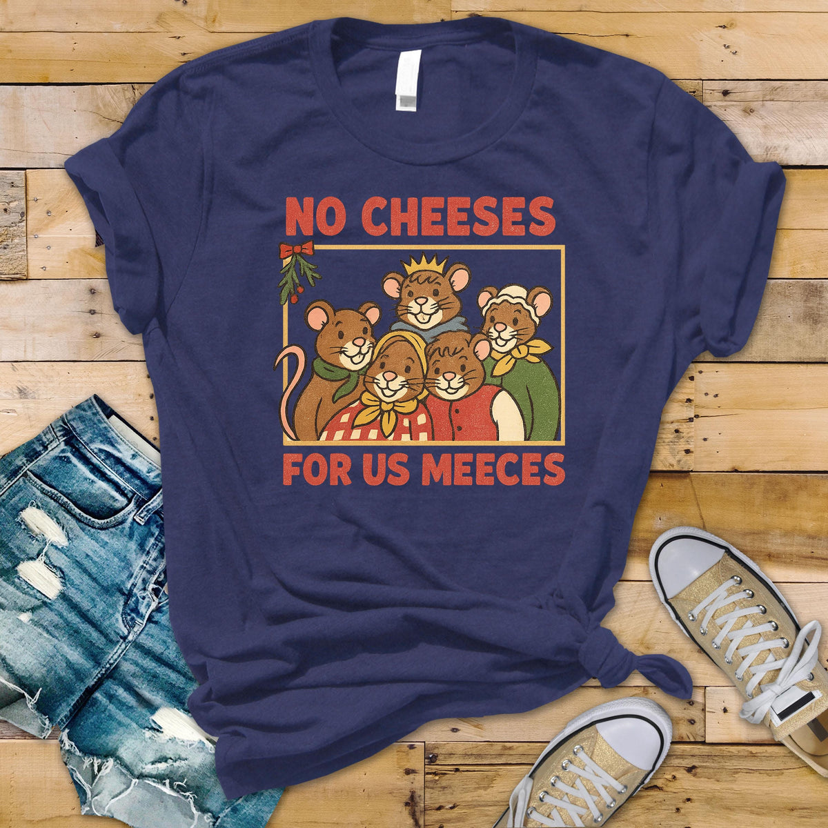 No Cheeses for us Meeces Christmas T-Shirt, Free Tracked Post