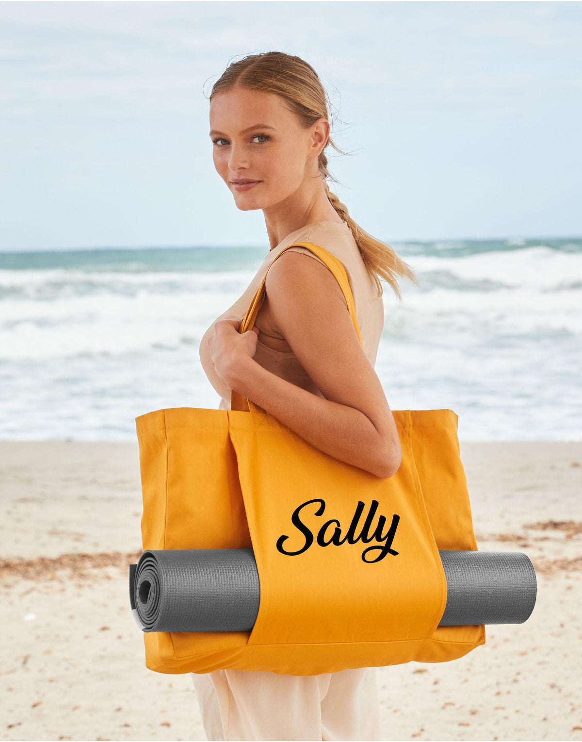 Personalised Yoga Tote Bag, Custom Name Print - Earthware Organic