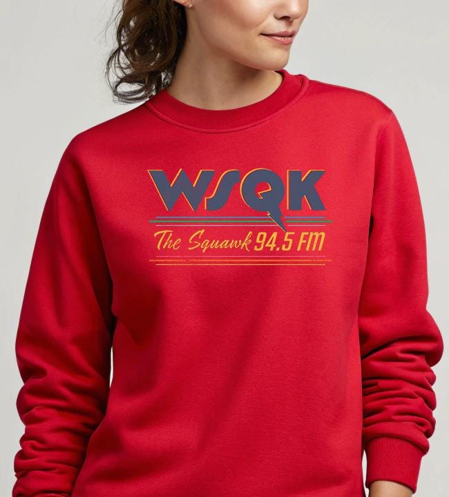 TV Parody Sweatshirt: WSQK The Squark Design, Gildan Heavyweight
