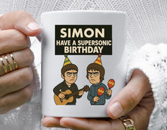 Supersonic Birthday Mug: Britpop Band Design - Tracked Shipping