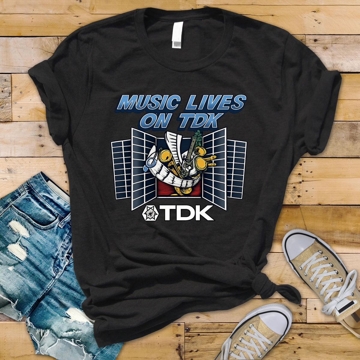 TV Parody T-Shirt : Music Lives on TDK Design, Gildan Softstyle